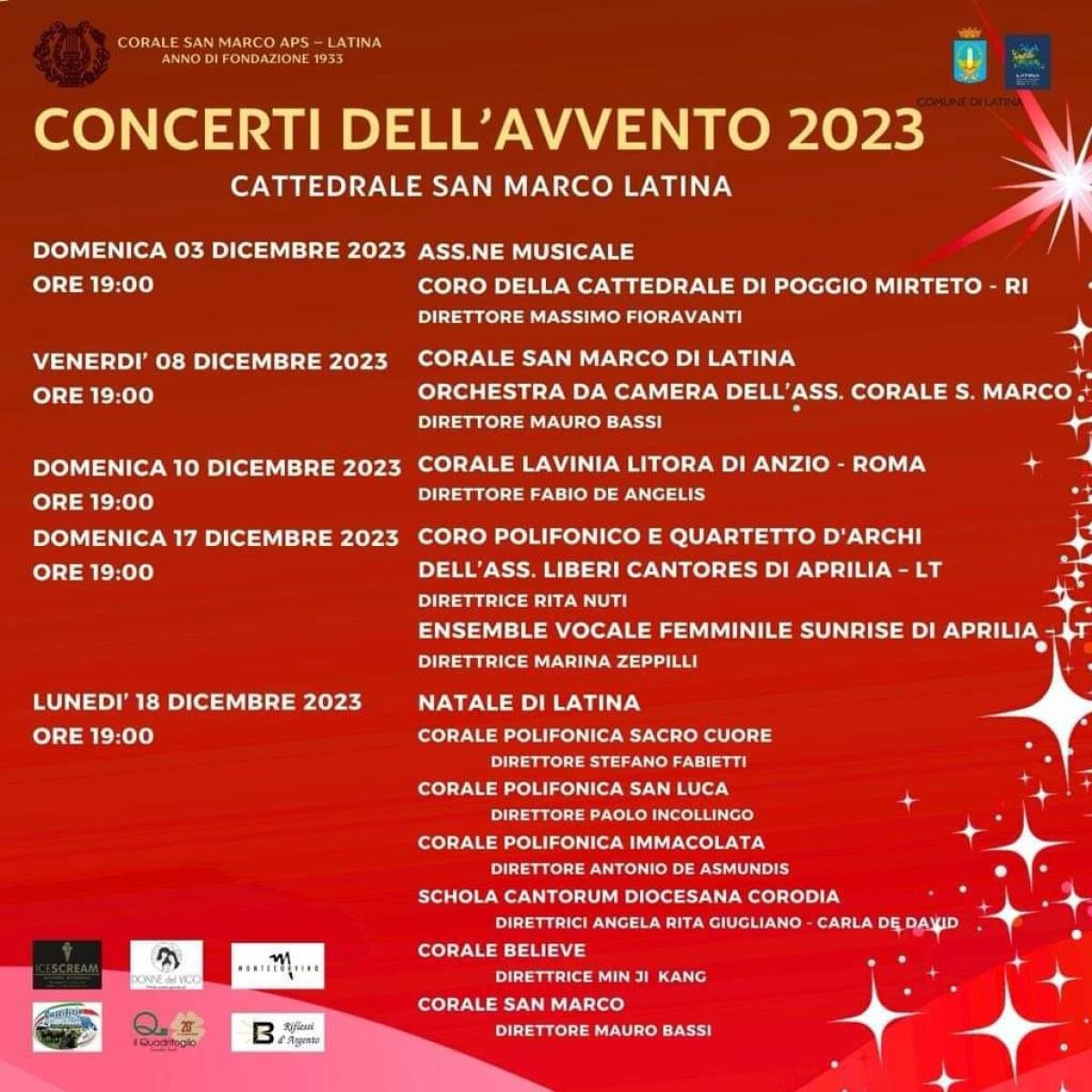 Concerti dell'Avvento a Latina: domenica 17 dicembre l'esibizione dei Liberi Cantores e delle Sunrise di Aprilia - 