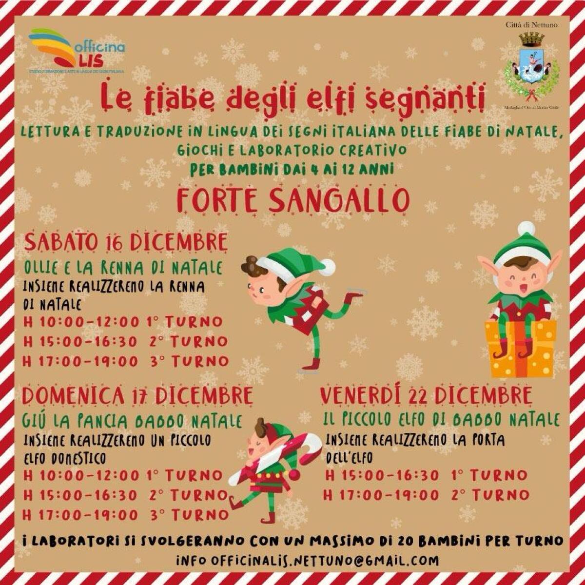 Sabato 16 e domenica 17 Dicembre al Forte Sangallo di Nettuno “Le fiabe degli Elfi segnanti”. - 