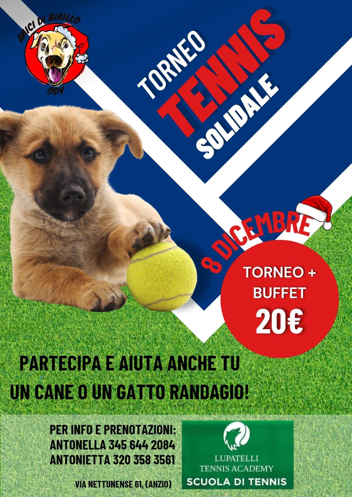 “Torneo di Tennis solidale” l’8 Dicembre a favore dell’associazione “Amici di Birillo” di Aprilia. - 