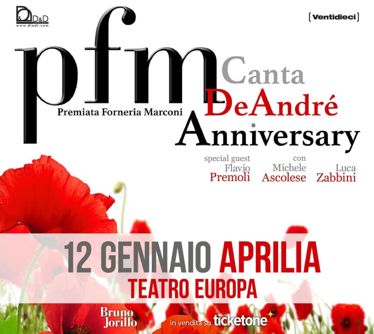 “PFM canta De André Anniversary”: venerdì 12 Gennaio il tour approda al Teatro Europa di Aprilia. - 
