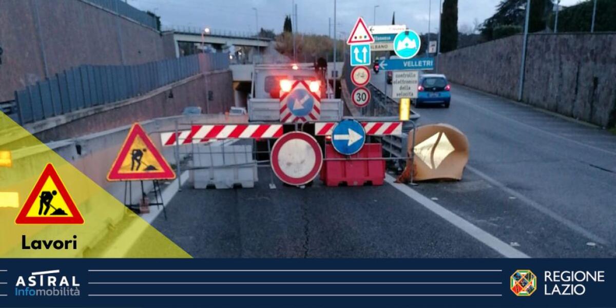 Al via i lavori sulla Tangenziale dei Castelli, per la messa in sicurezza della galleria. Un tratto chiuso sino al 2 febbraio. - 