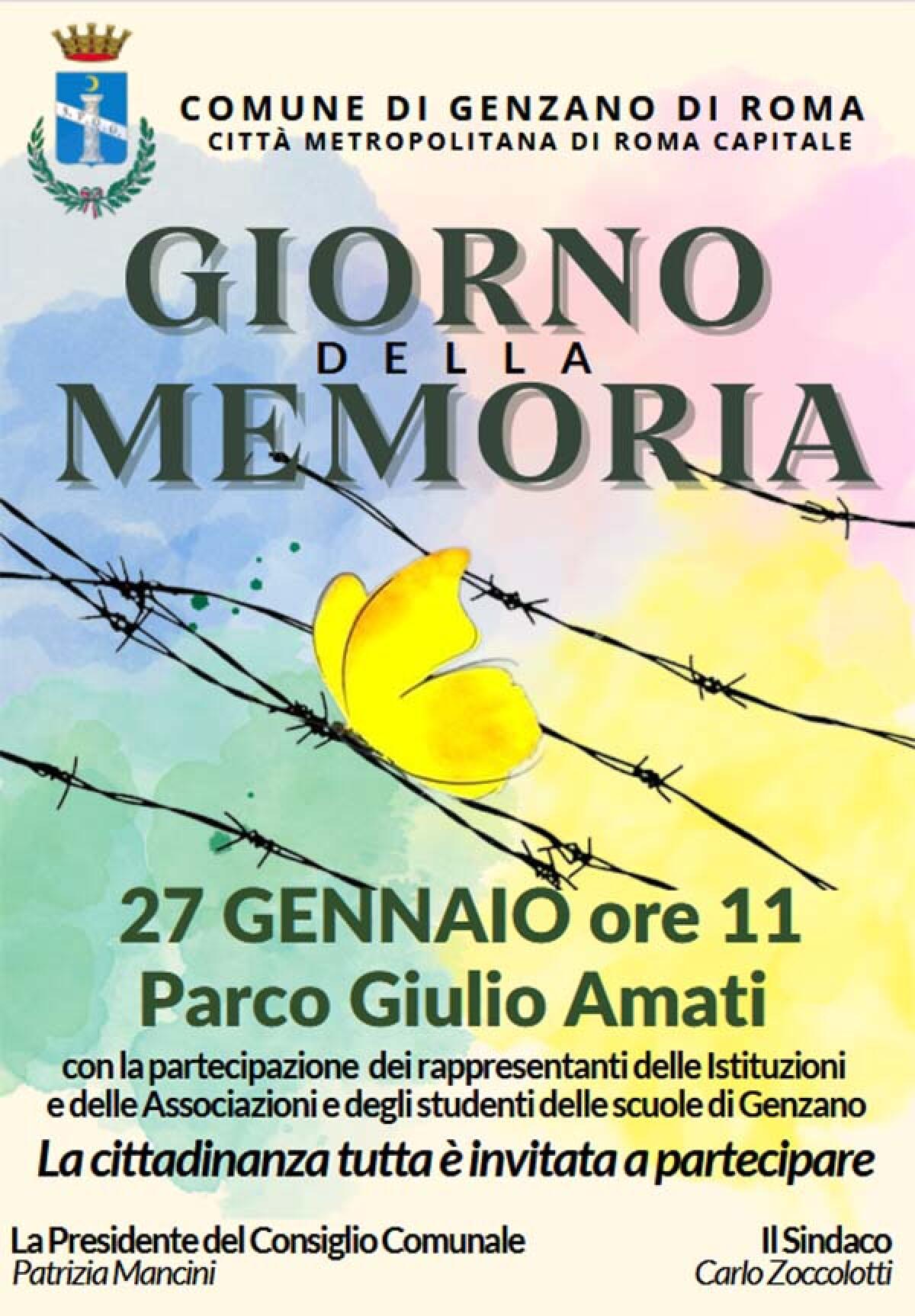 Questo sabato al Parco "Giulio Amati" di Genzano la commemorazione del Giorno della Memoria. - 