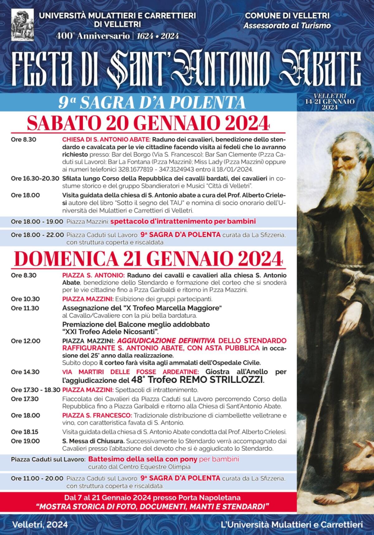 Questo fine settimana “Festa di Sant'Antonio Abate” a Velletri e “Sagra della Polenta”. - 