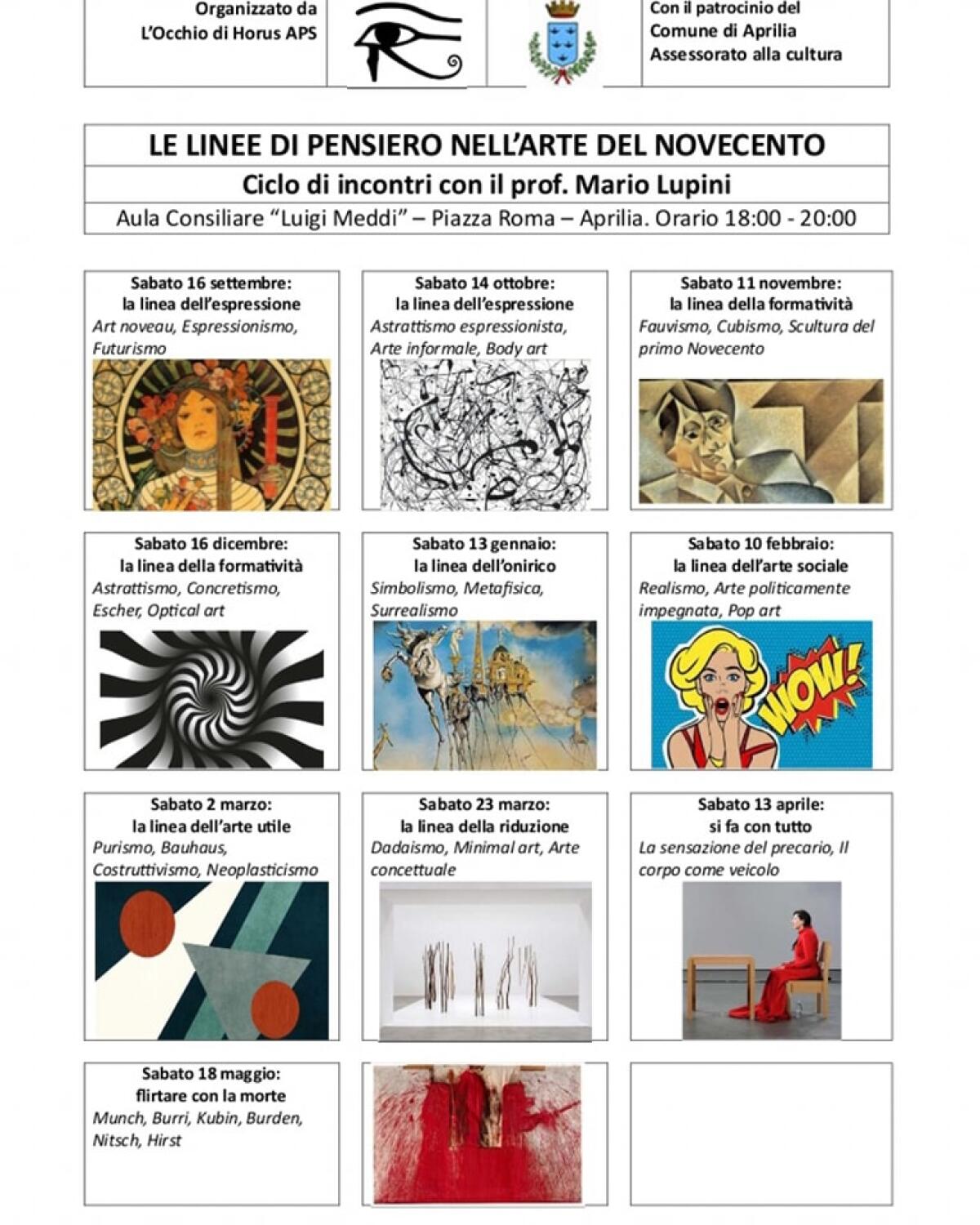 “La linea dell’onorico”: questo sabato ad Aprilia un nuovo appuntamento con l’arte con l’associazione “L’Occhio di Horus”. - 