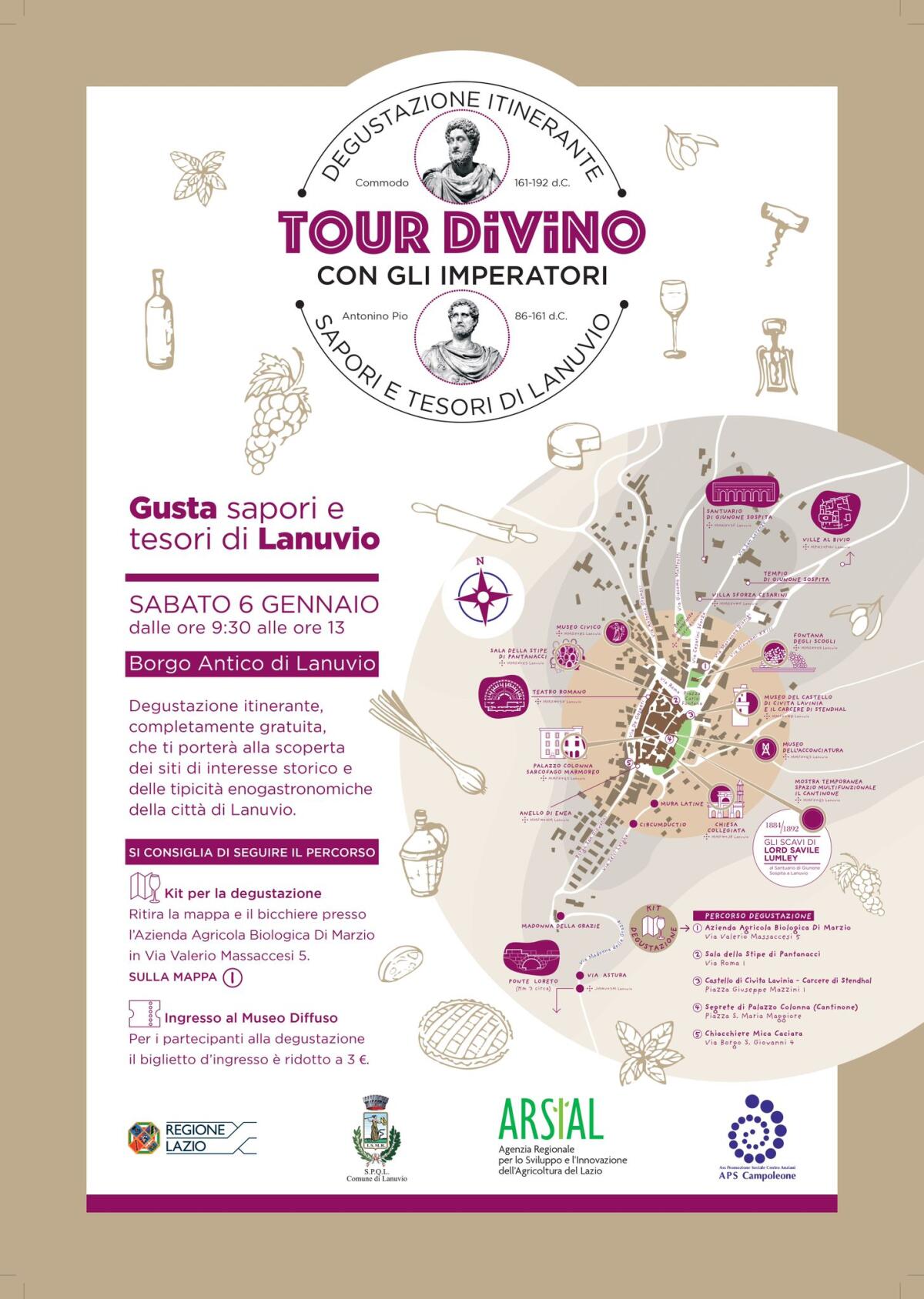 “Tour DiVino con gli Imperatori”: finanziato dall’agenzia regionale Arsial il progetto presentato dal Comune di Lanuvio. - 