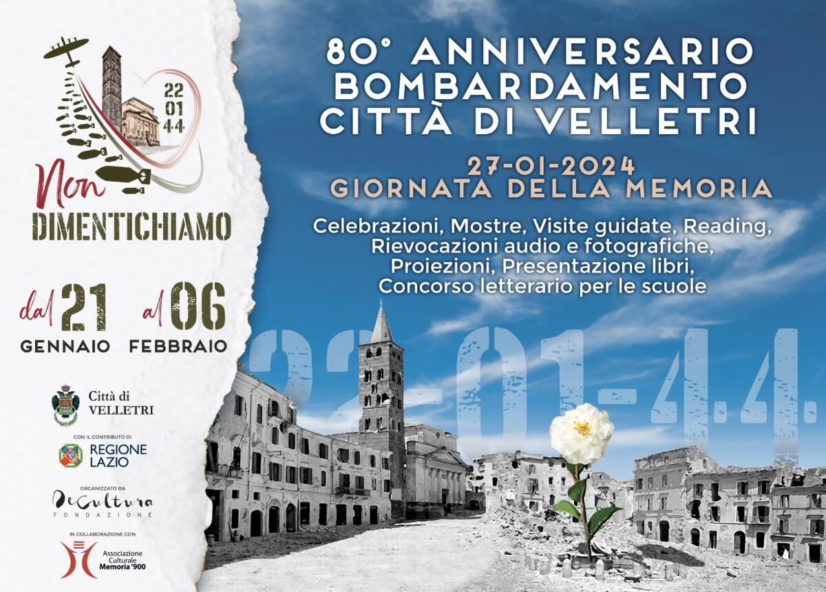 A Velletri dal 21 gennaio al 6 febbraio le iniziative per l’80esimo del bombardamento del 22 gennaio 1944. - 