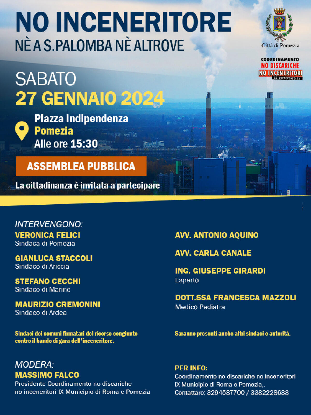 “No all’inceneritore”: questo pomeriggio a Pomezia assemblea pubblica con i Sindaci del territorio. - 