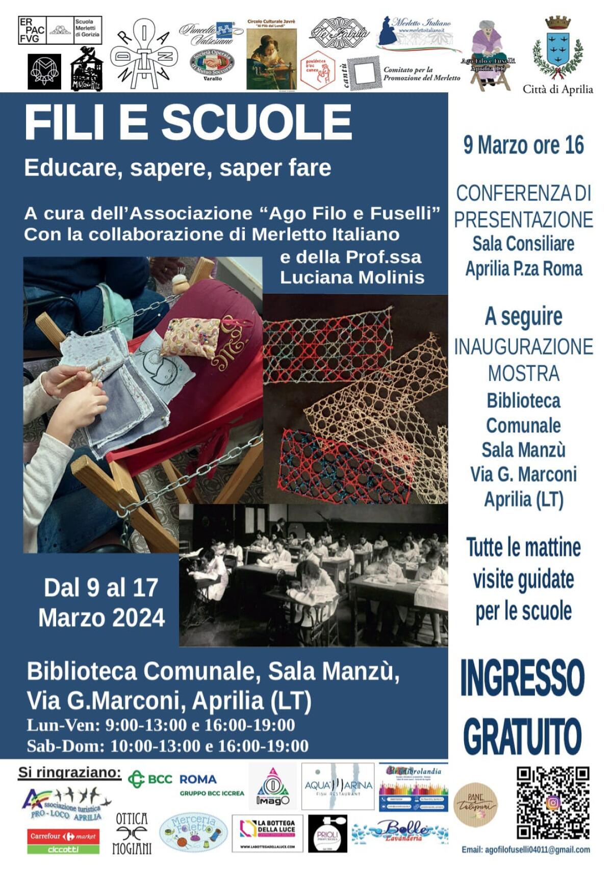 “Fili e scuole. Educare, sapere, saper fare”: il 9 Marzo ad Aprilia il convegno dell'associazione “Ago, Filo e Fuselli”. - 