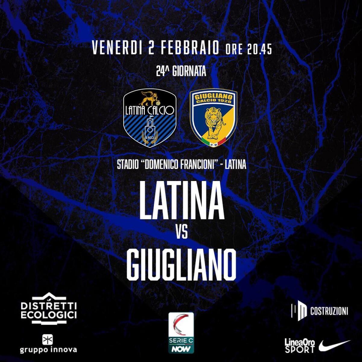 Calcio di Lega Pro: questo venerdì al “Domenico Francioni” il Latina affronta il Giugliano. - 