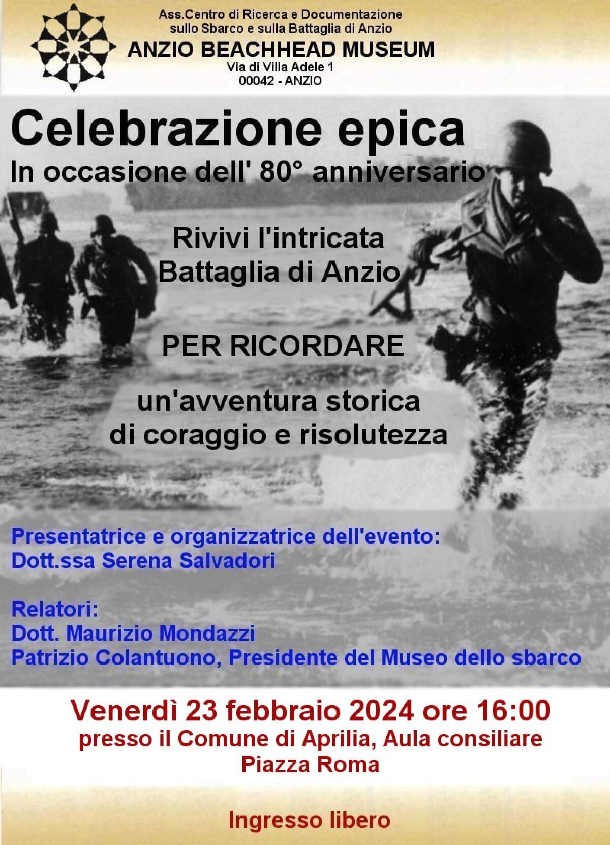 “Sbarco di Anzio e Nettuno”: questo venerdì 23 febbraio un convegno in Comune ad Aprilia. - 