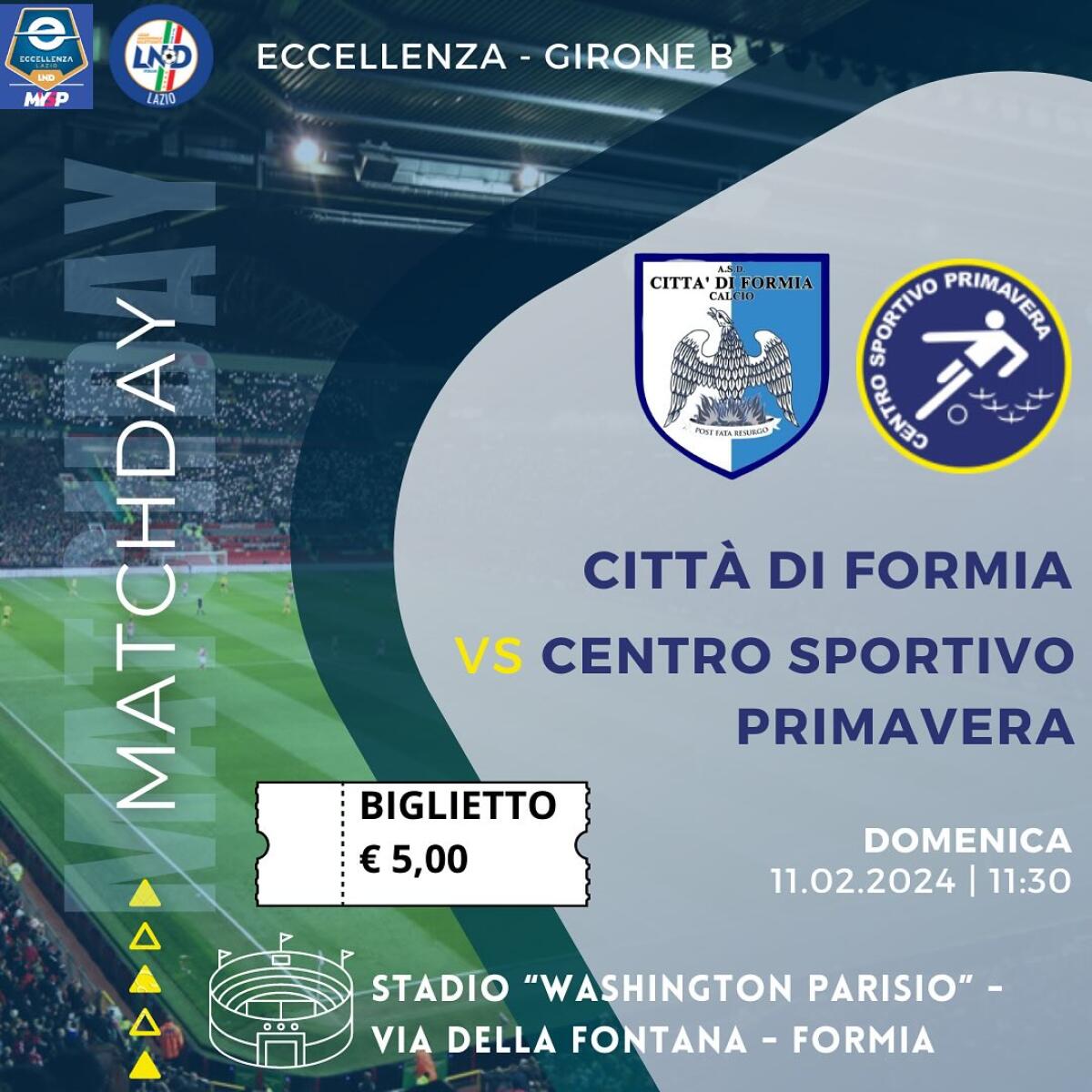 Calcio di Eccellenza, il Centro Sportivo Primavera di Aprilia in casa del Formia. - 