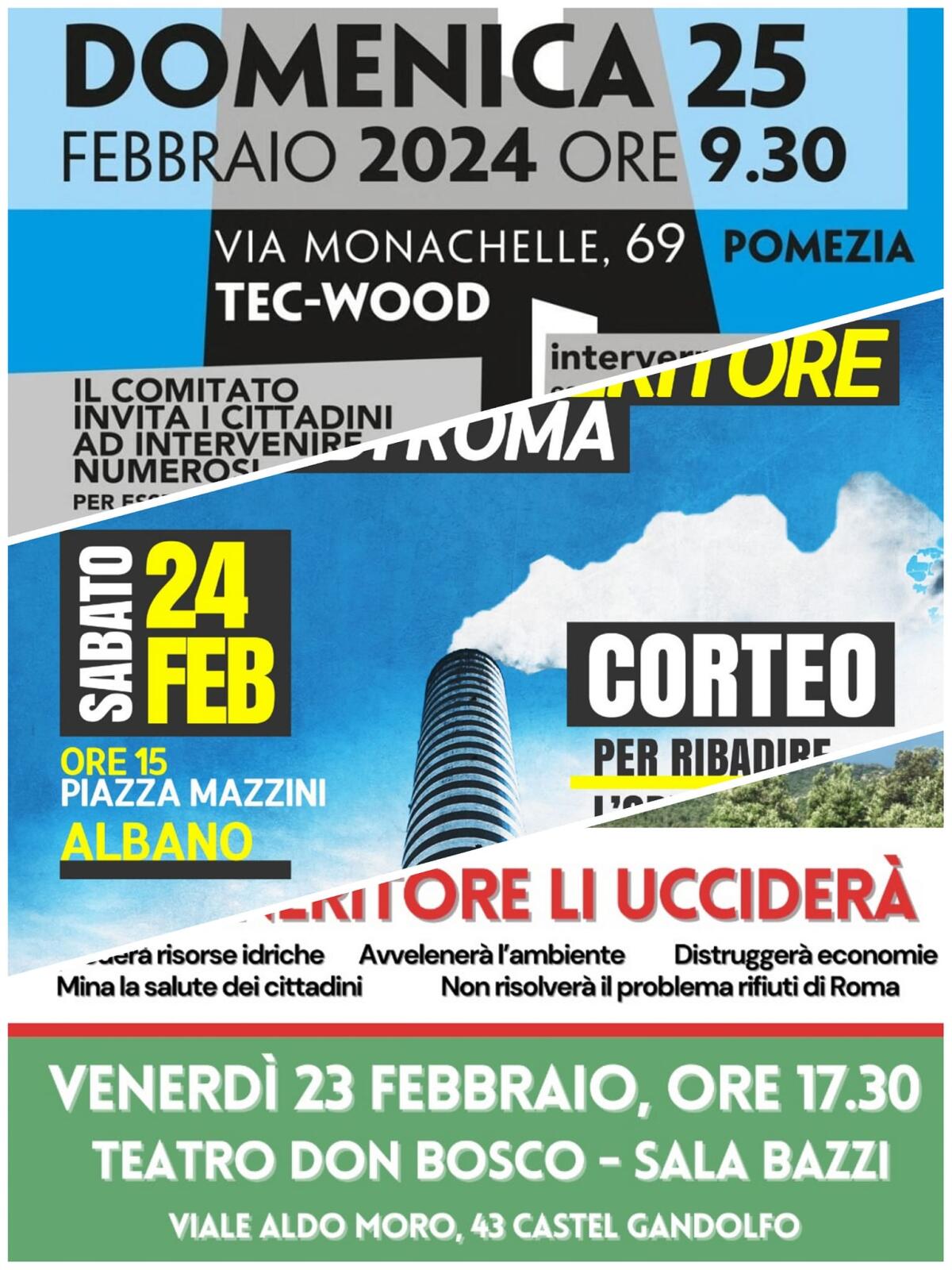 “No all’inceneritore di Santa Palomba”: fine settimana di mobilitazione tra Castel Gandolfo, Albano e Pomezia. - 