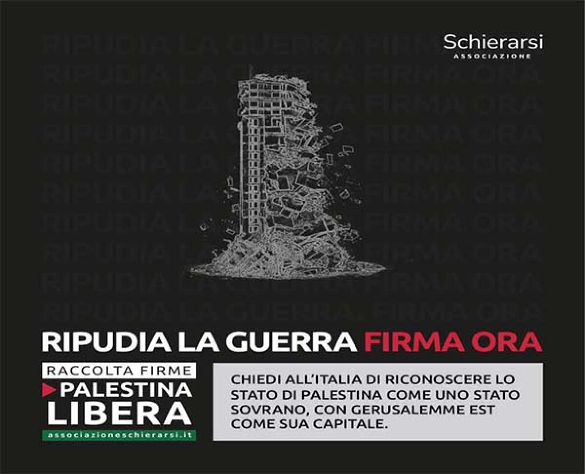 Stato di Palestina, la raccolta firme di Schierarsi anche ad Aprilia - 