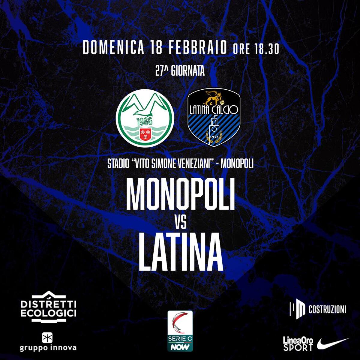 Lega Pro: trasferta in Puglia per il Latina Calcio. Si gioca contro Monopoli. - 