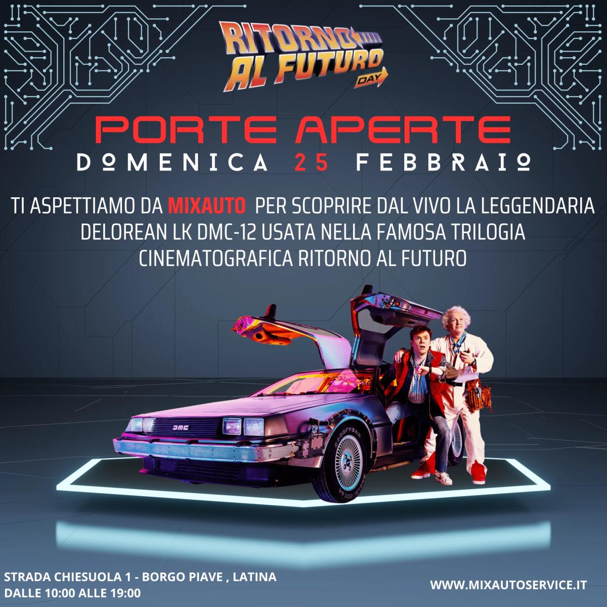 Per il "Porte aperte" da Mixauto arriva la mitica DeLorean di "Ritorno al Futuro" - 