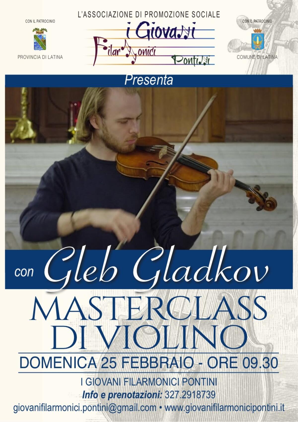 Il violinista Gleb Gladkov in Concerto a Latina - 