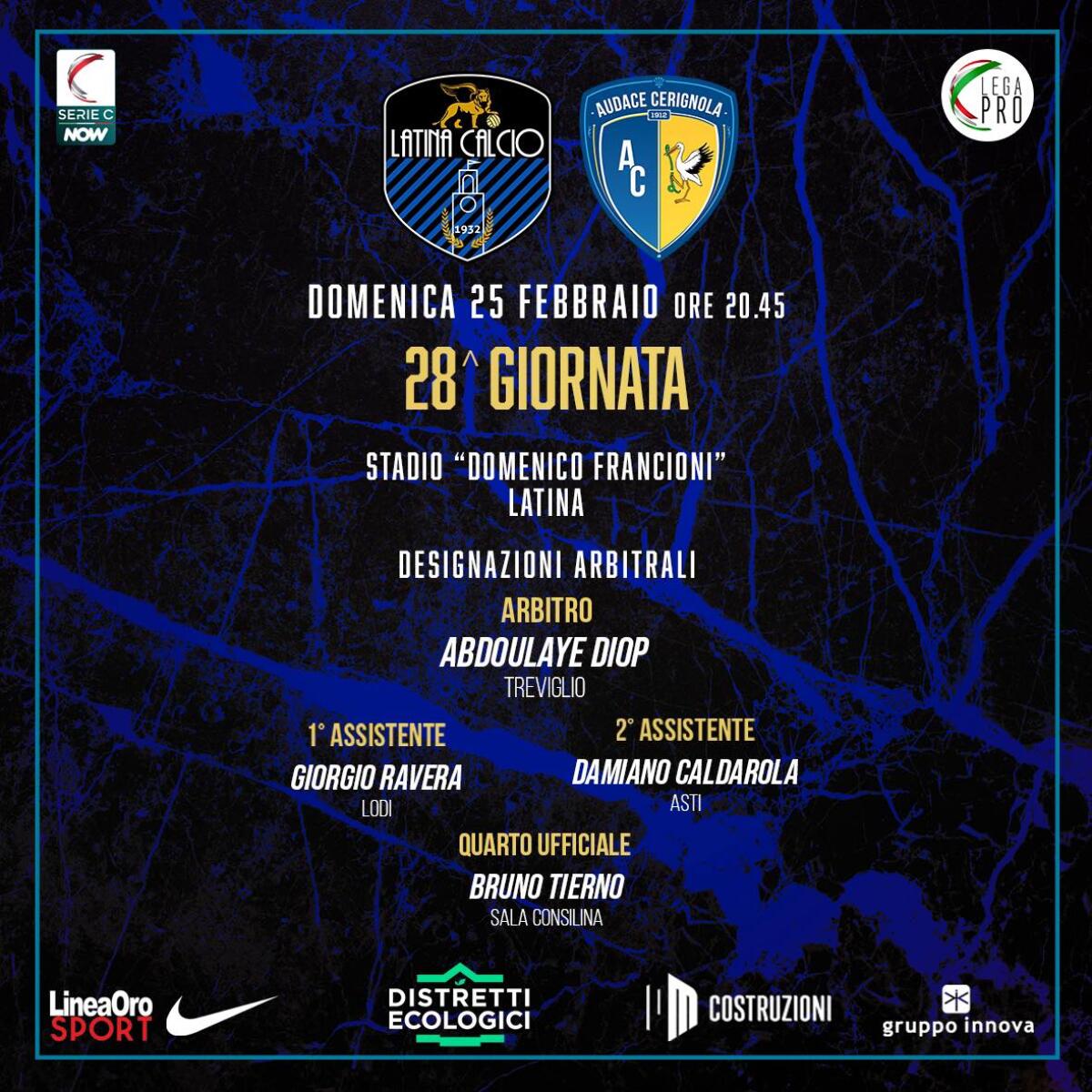I nerazzurri del Latina Calcio attendono l'Audace Cerignola - 