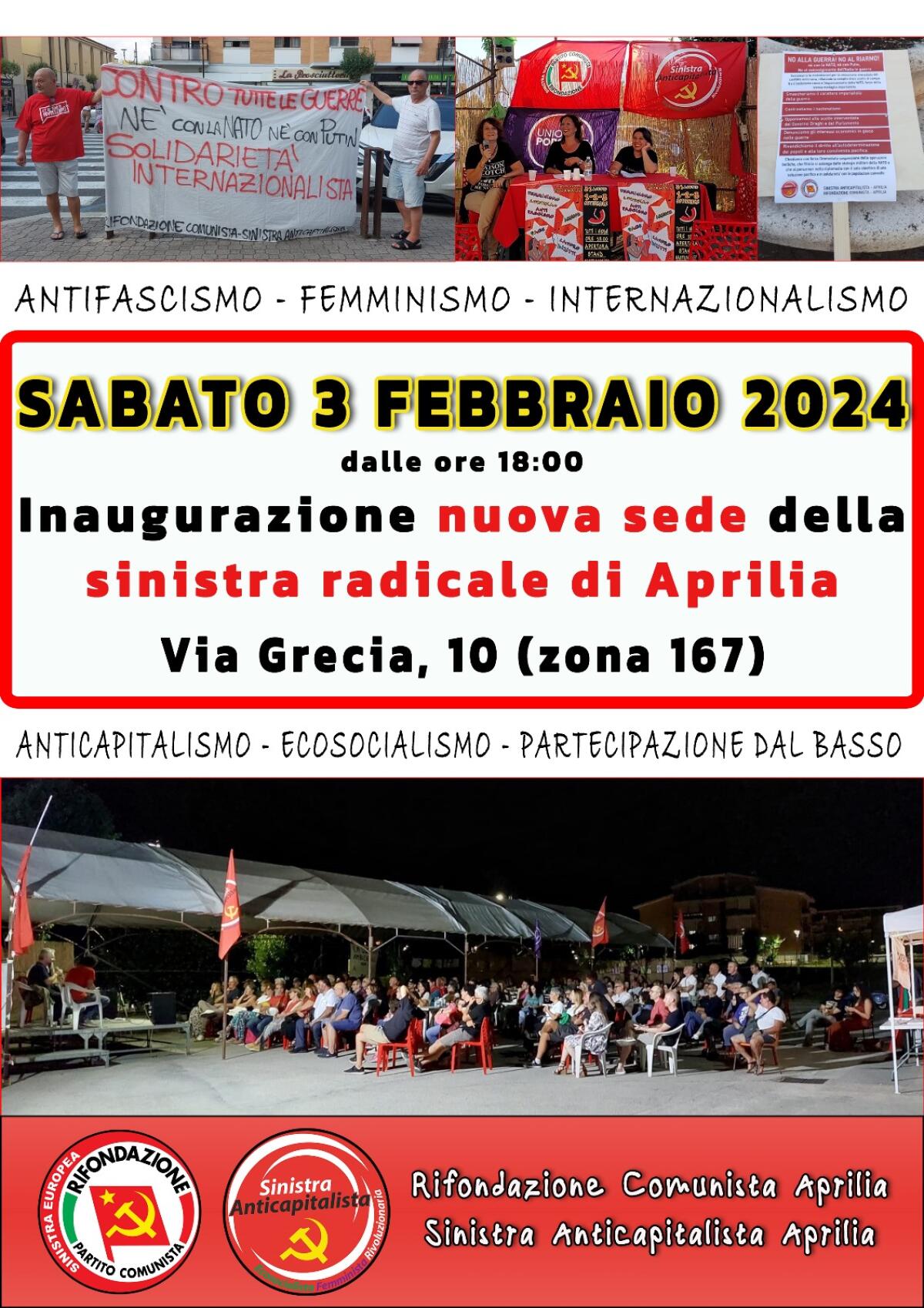 Una nuova sede per Rifondazione comunista e Sinistra Anticapitalista Aprilia - 
