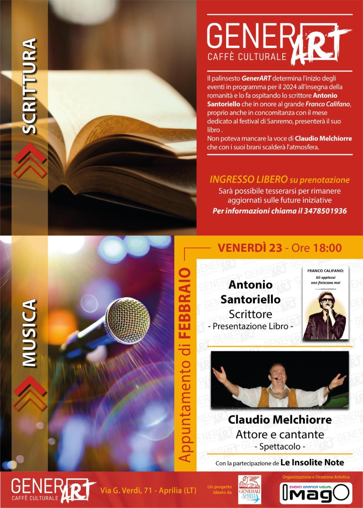 GenerART. Ad Aprilia la presentazione di "Franco Califano: Gli applausi non finiscono mai" - 