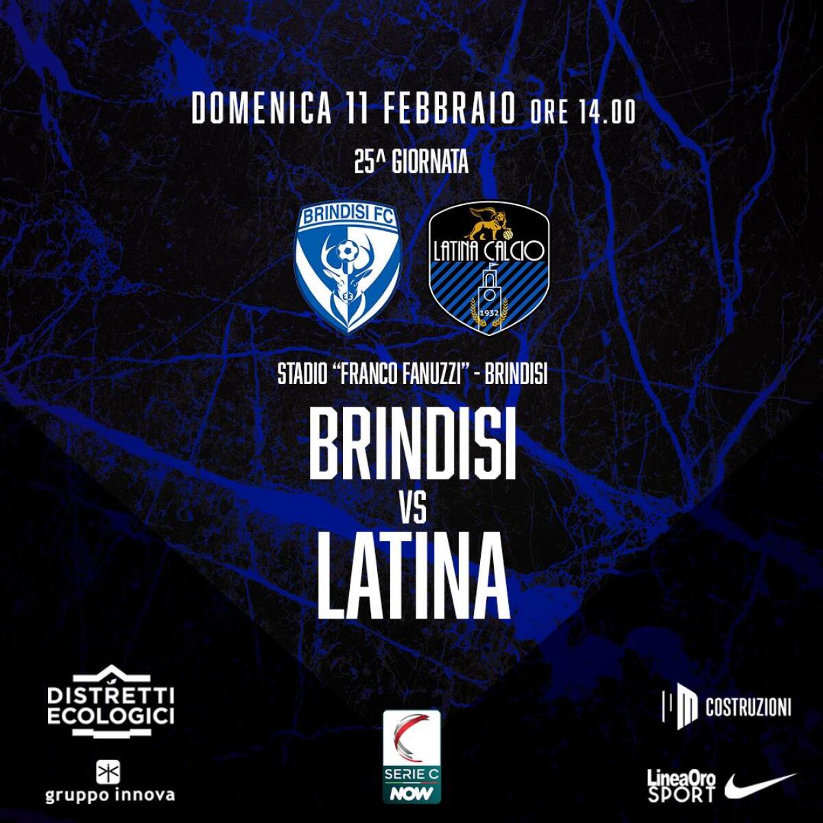 Lega Pro: questa domenica il Latina Calcio in trasferta a Brindisi. A San Valentino big match contro Catania. - 