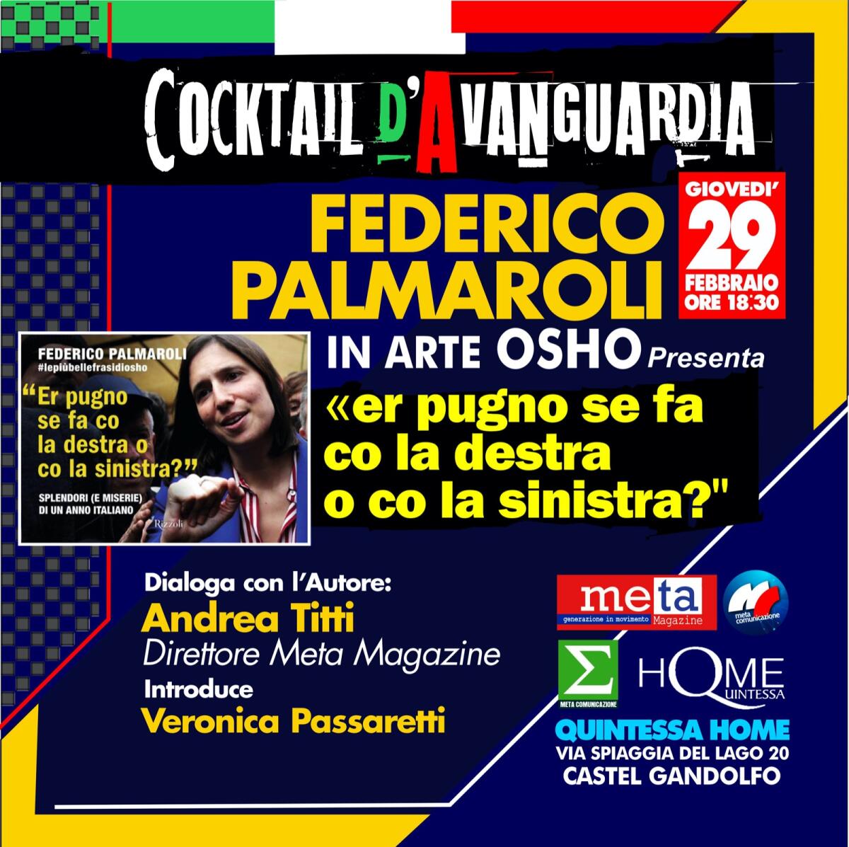 Federico Palmaroli (Osho) a Castel Gandolfo presenta “Er pugno se fa co la destra o co la sinistra” - 