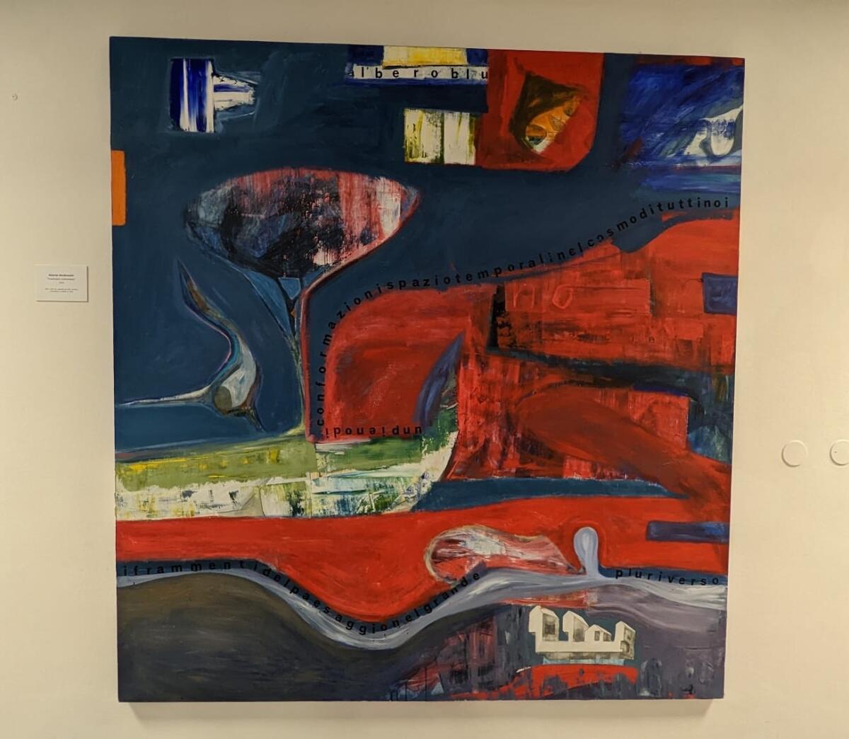 Aprilia - "Frammenti conformanti", il dipinto di Aleardo Nardinocchi affisso nel Comune di piazza Roma - 