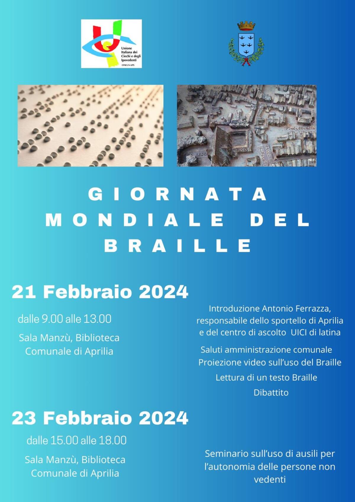 Giornata Mondiale del Braille 2024: due importanti incontri questa settimana alla Biblioteca Comunale di Aprilia. - 