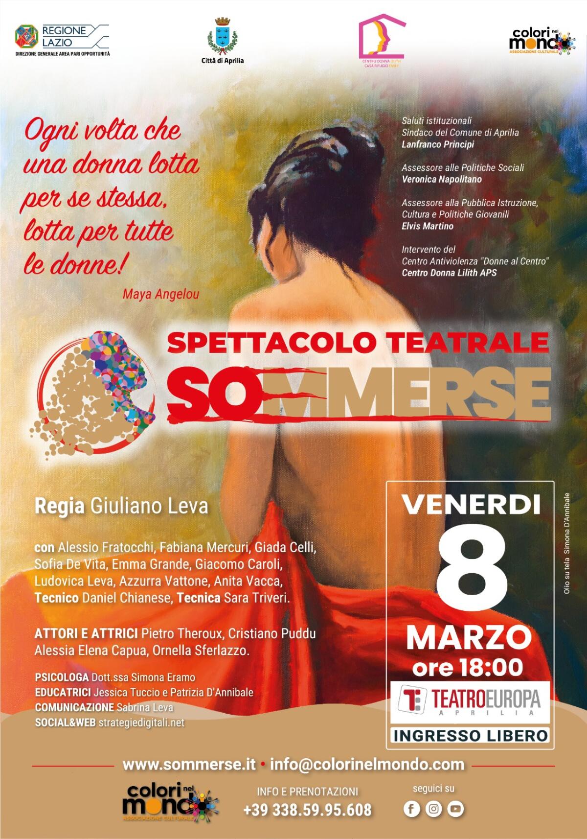 Ad Aprilia oggi lo spettacolo "Sommerse" con i ragazzi e le ragazze delle scuole superiori della città. - 