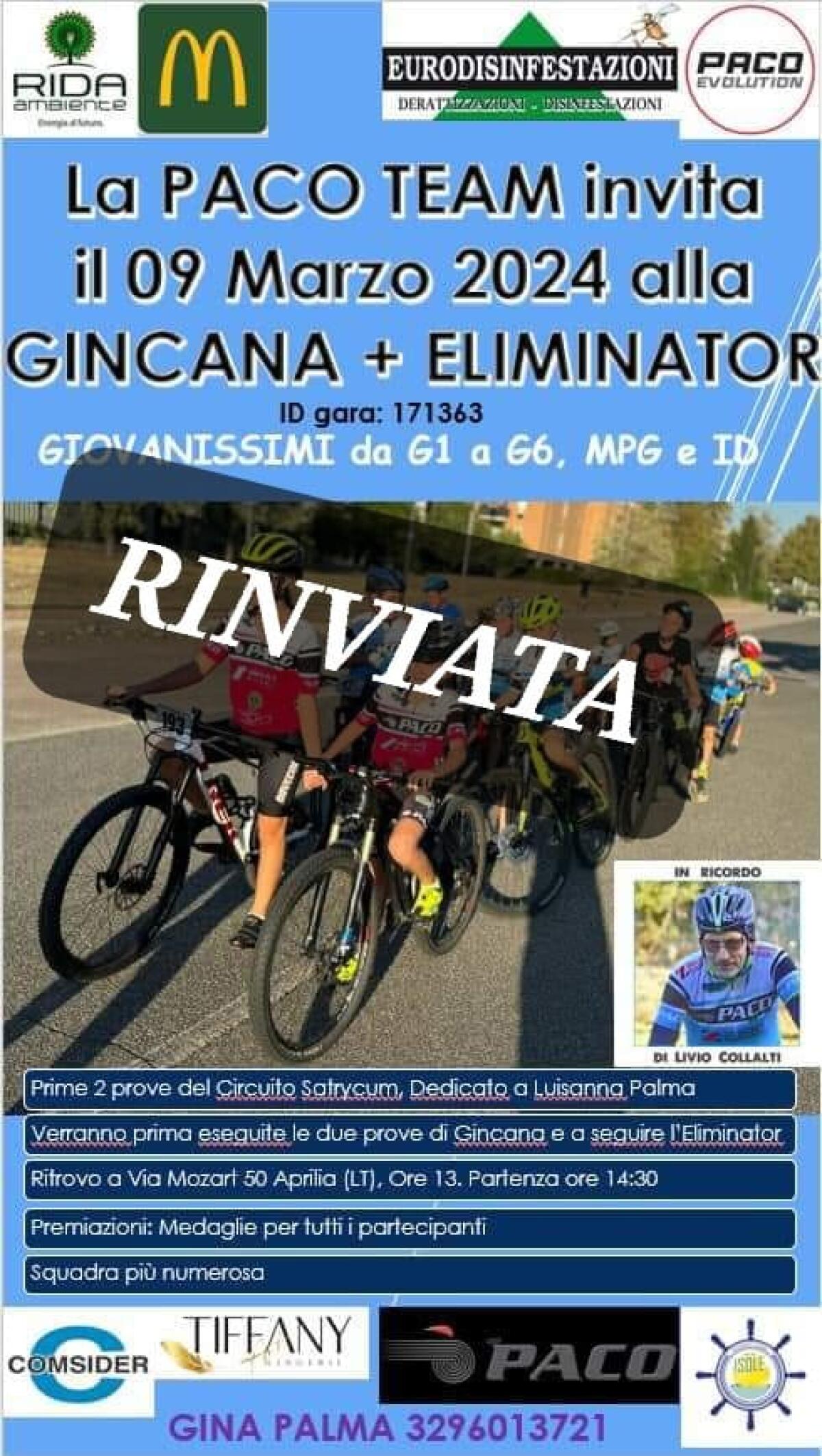 Rinviata ad Aprilia, a causa del maltempo, la prima prova di ciclismo del Circuito Satrycum. - 