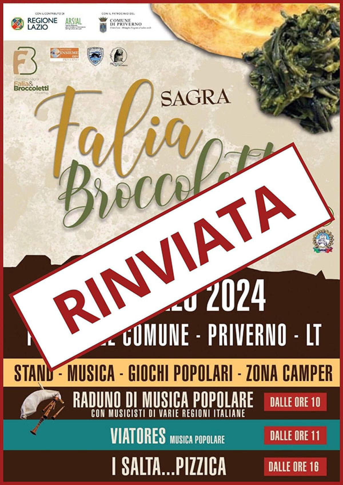 Previsto maltempo per il fine settimana: rinviata a Priverno la “Sagra della Falia e dei Broccoletti”. - 