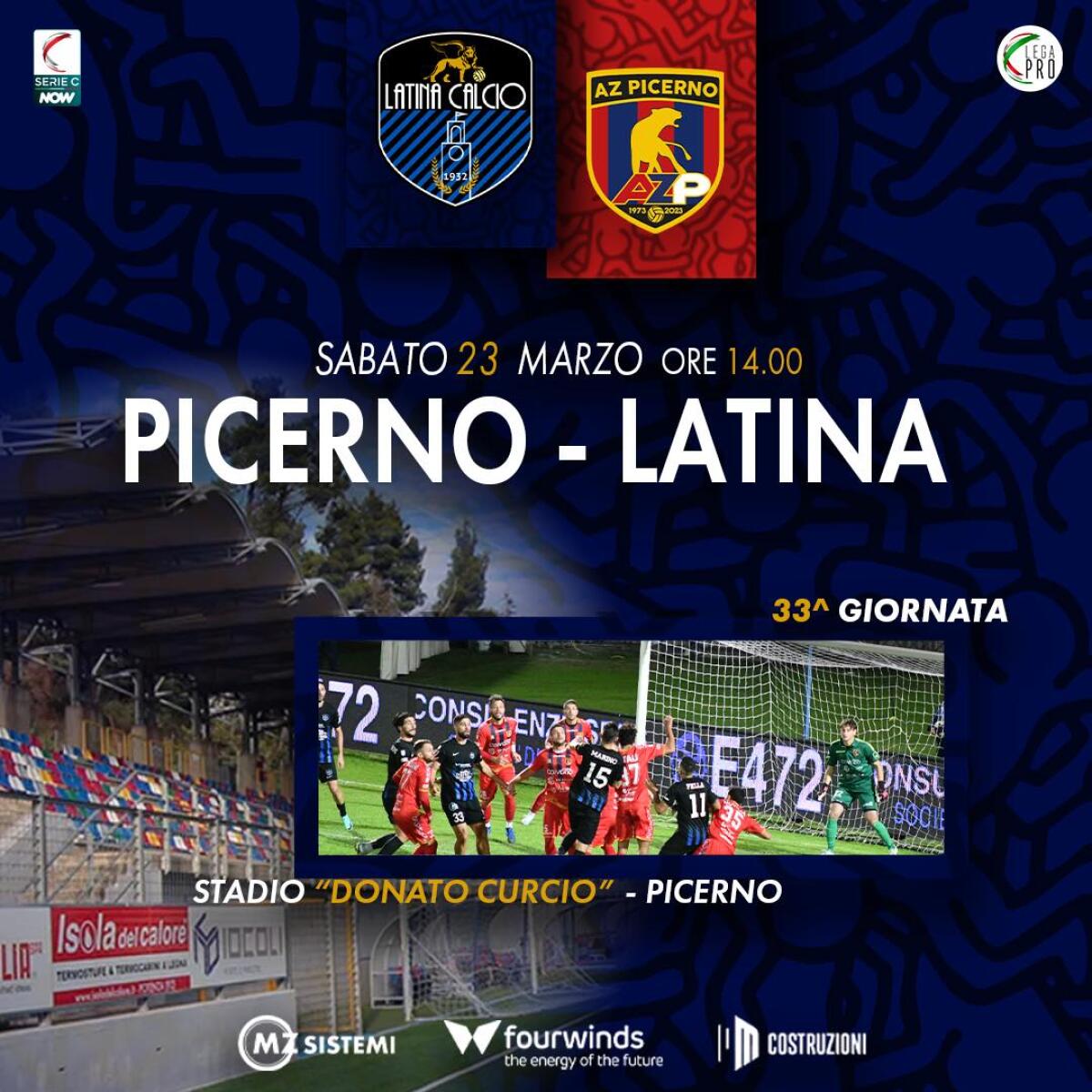 Calcio di Lega Pro: importantissima trasferta questo sabato per il Latina in casa del Picerno. - 