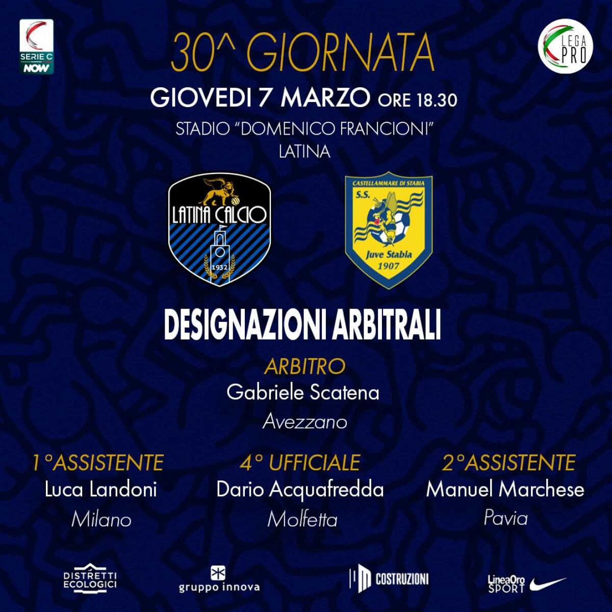 Calcio di Lega Pro: questo giovedì al Francioni in scena il big match tra il Latina e la capolista Juve Stabia. - 