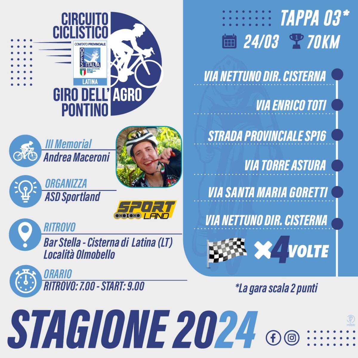 Questa domenica la tappa numero tre del circuito ciclistico Opes “Giro dell’Agro Pontino”. - 