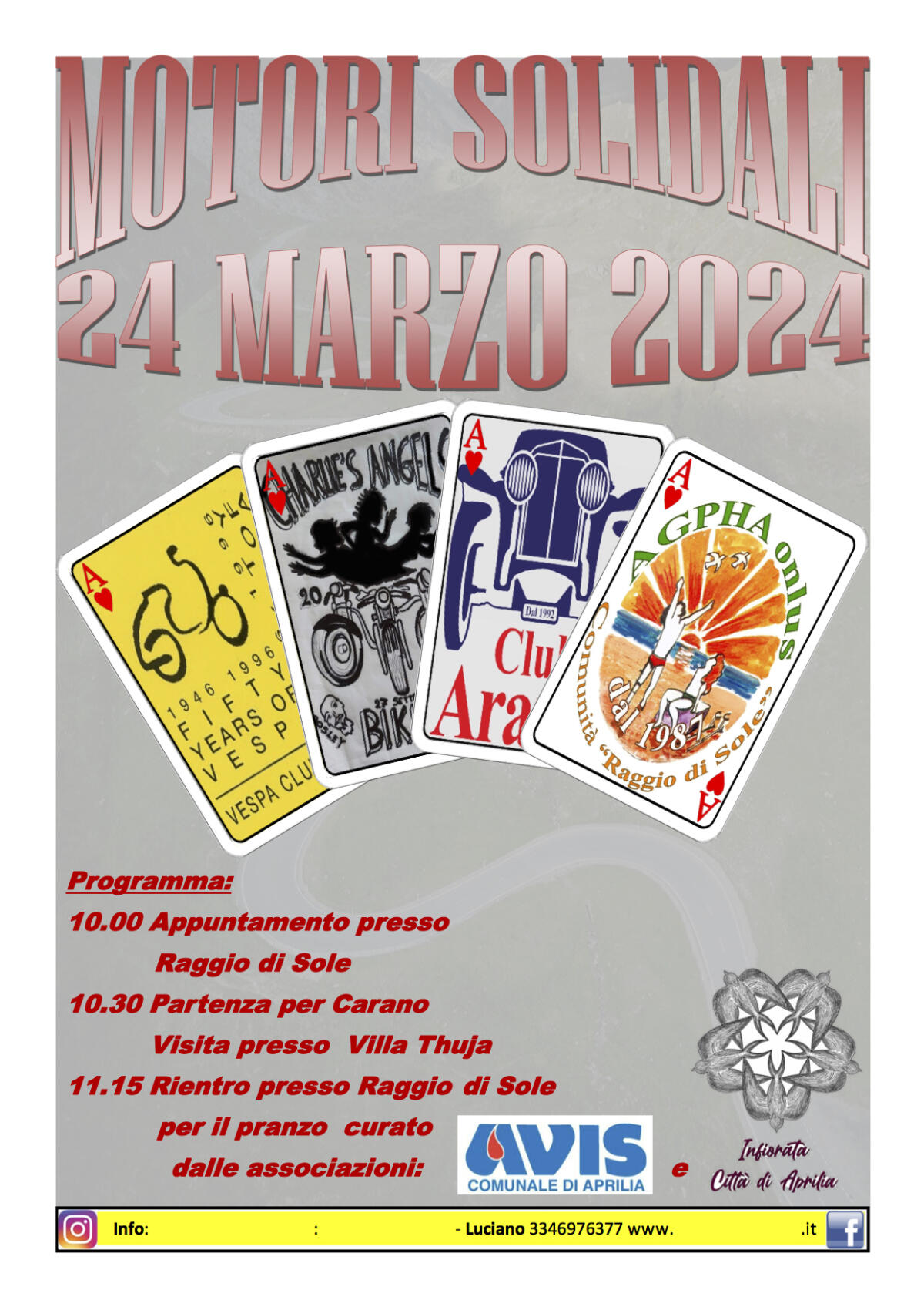 “Motori Solidali”: questa domenica ad Aprilia l'evento a favore della Comunità "Raggio di Sole" dell'associazione Agpha. - 