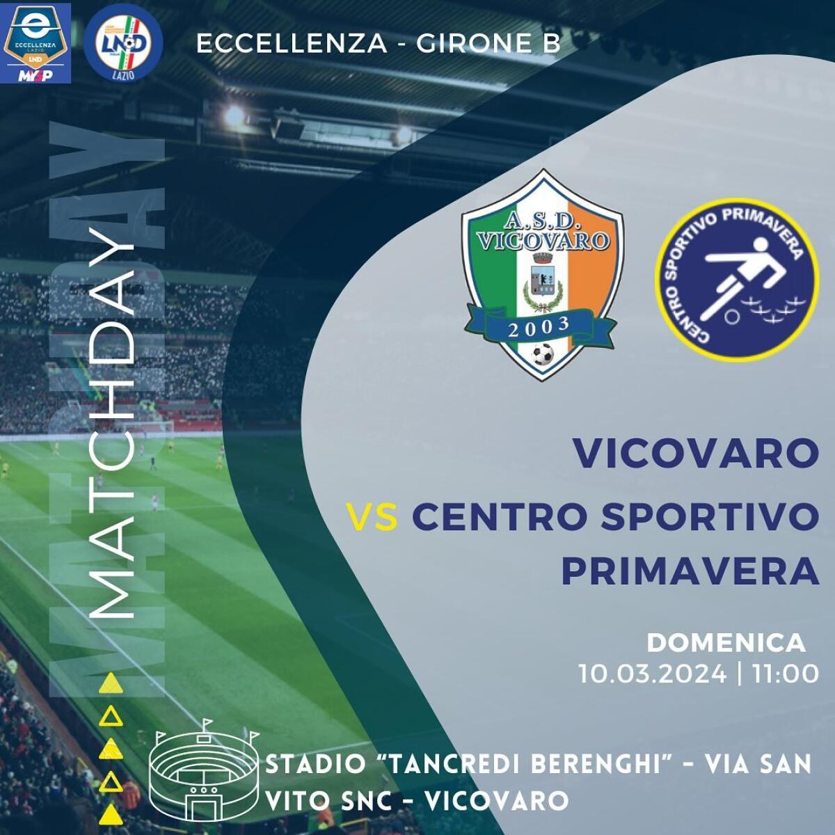 Calcio di Eccellenza: il Centro Sportivo Primavera di Aprilia in casa dell’Asd Vicovaro. - 