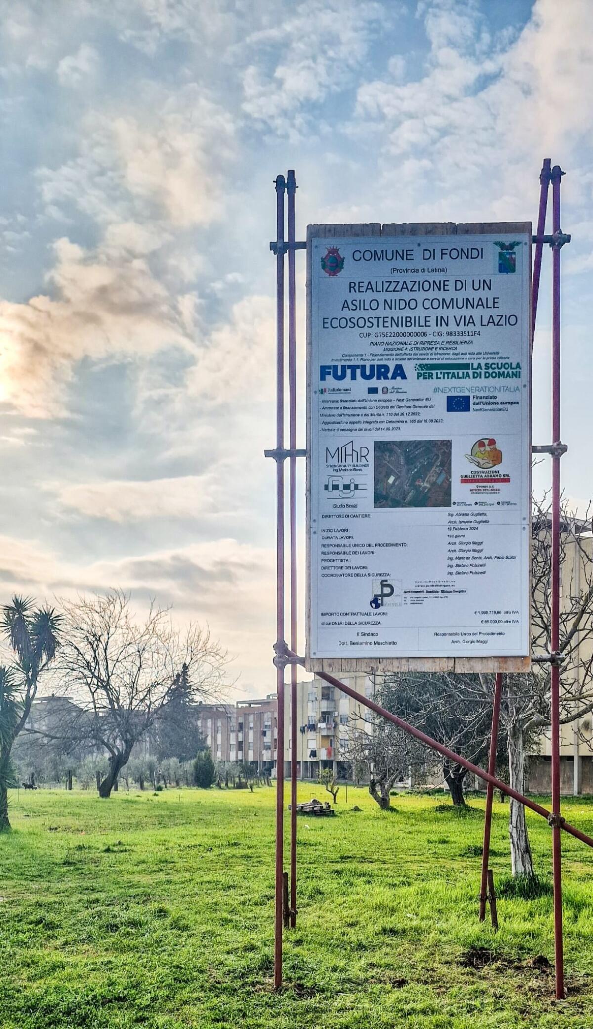 Al via a Fondi i lavori di realizzazione del nuovo asilo nido comunale realizzato con oltre 2milioni e mezzo di fondi PNRR. - 