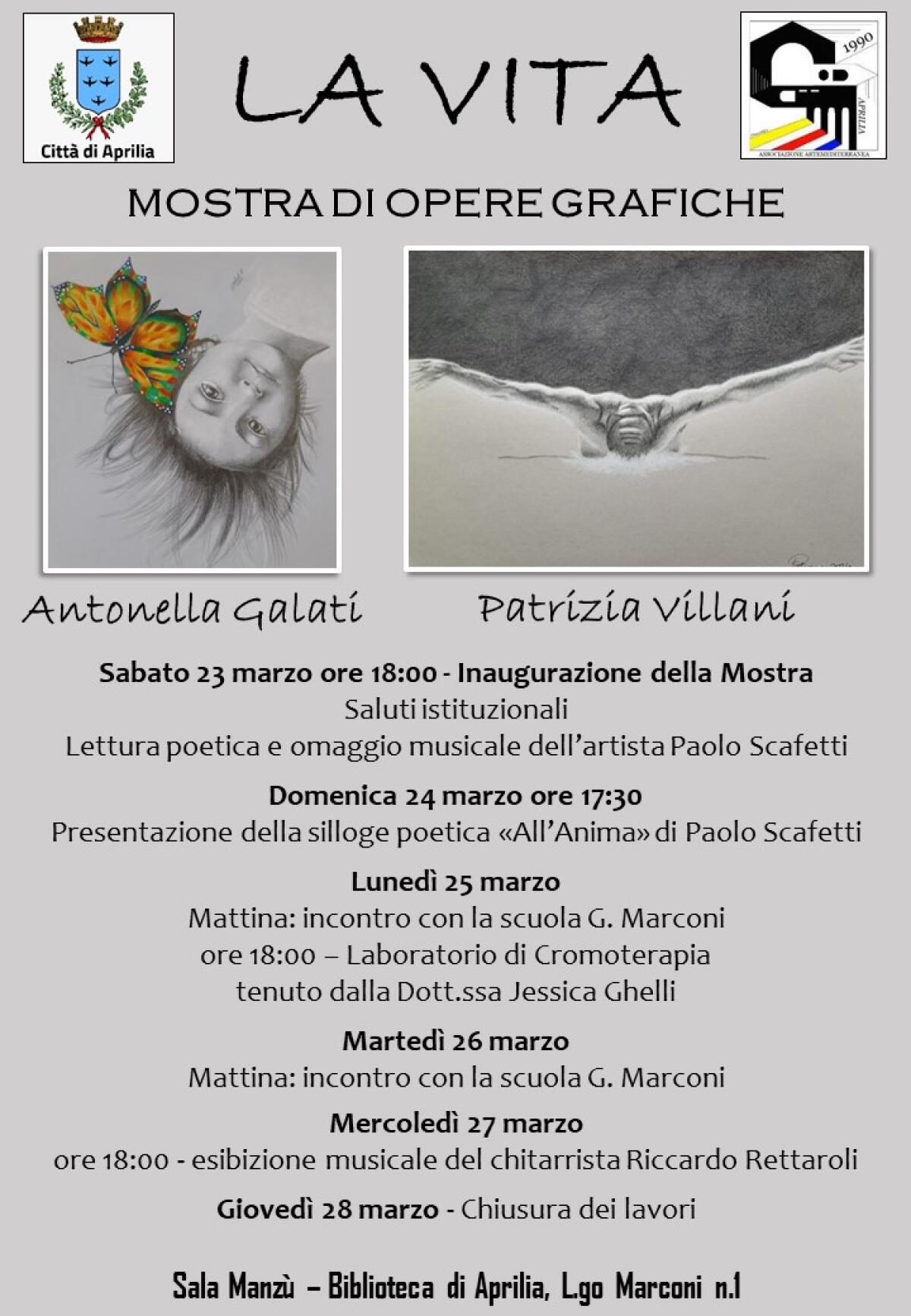 “La Vita”: alla Biblioteca “Manzù” di Aprilia dal 23 al 28 marzo la mostra curata dall’associazione Arte Mediterranea. - 