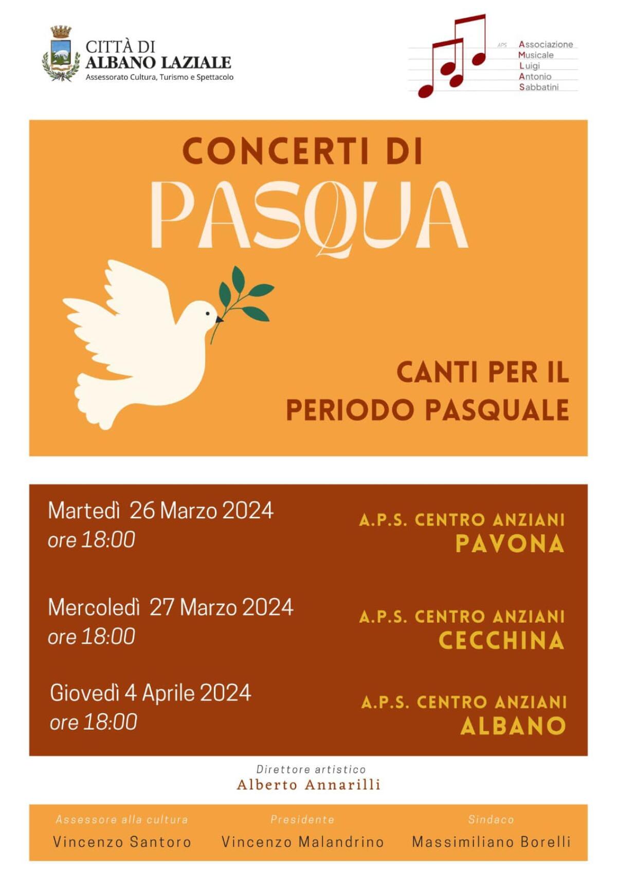 Concerti di Pasqua nei Centri Anziani del Comune di Albano. - 