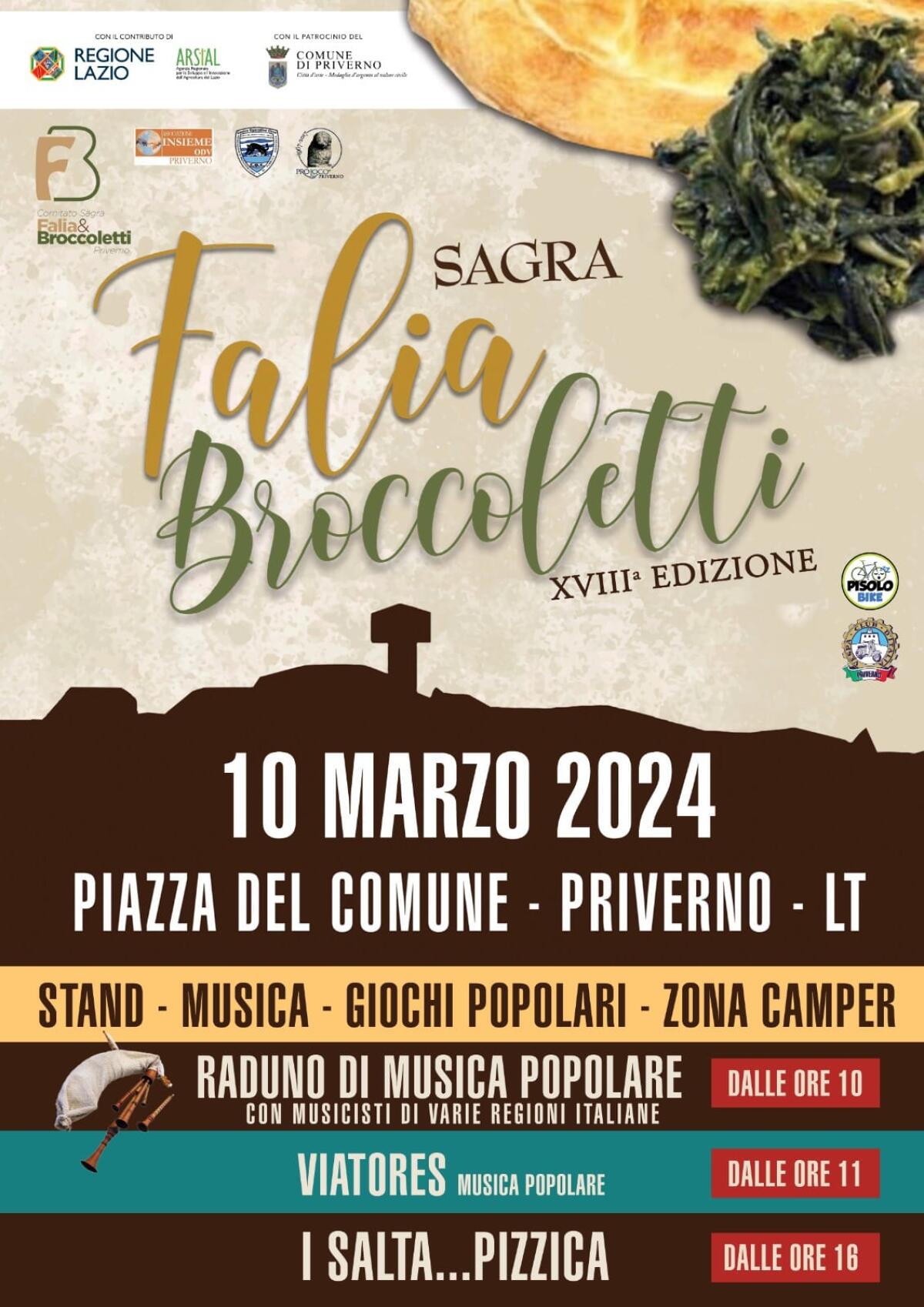 Domenica 10 marzo a Priverno la 18esima edizione della "Sagra della Falia e dei Broccoletti". - 