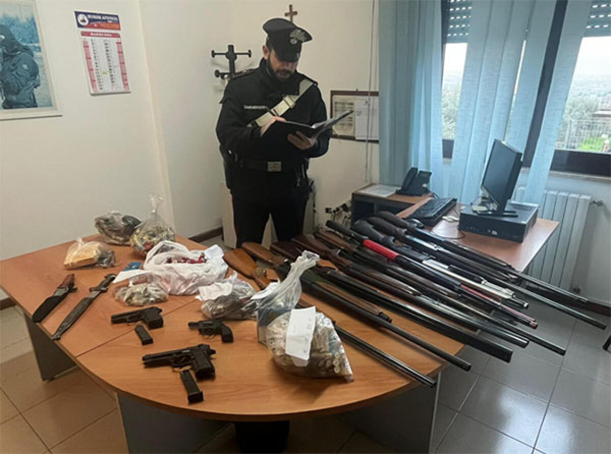 Divieto di avvicinamento alla moglie e alla figlia minore per un 38enne pontino. I Carabinieri gli sequestrano anche le armi. - 