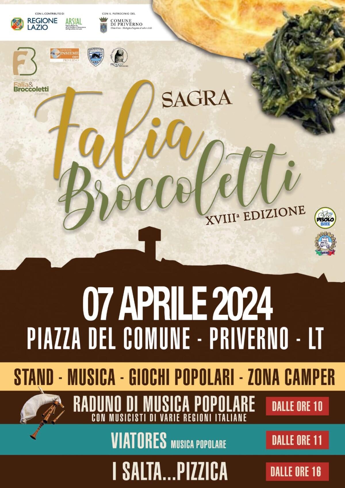 Questa domenica 7 aprile a Priverno torna la “Sagra della Falia e dei Broccoletti". - 