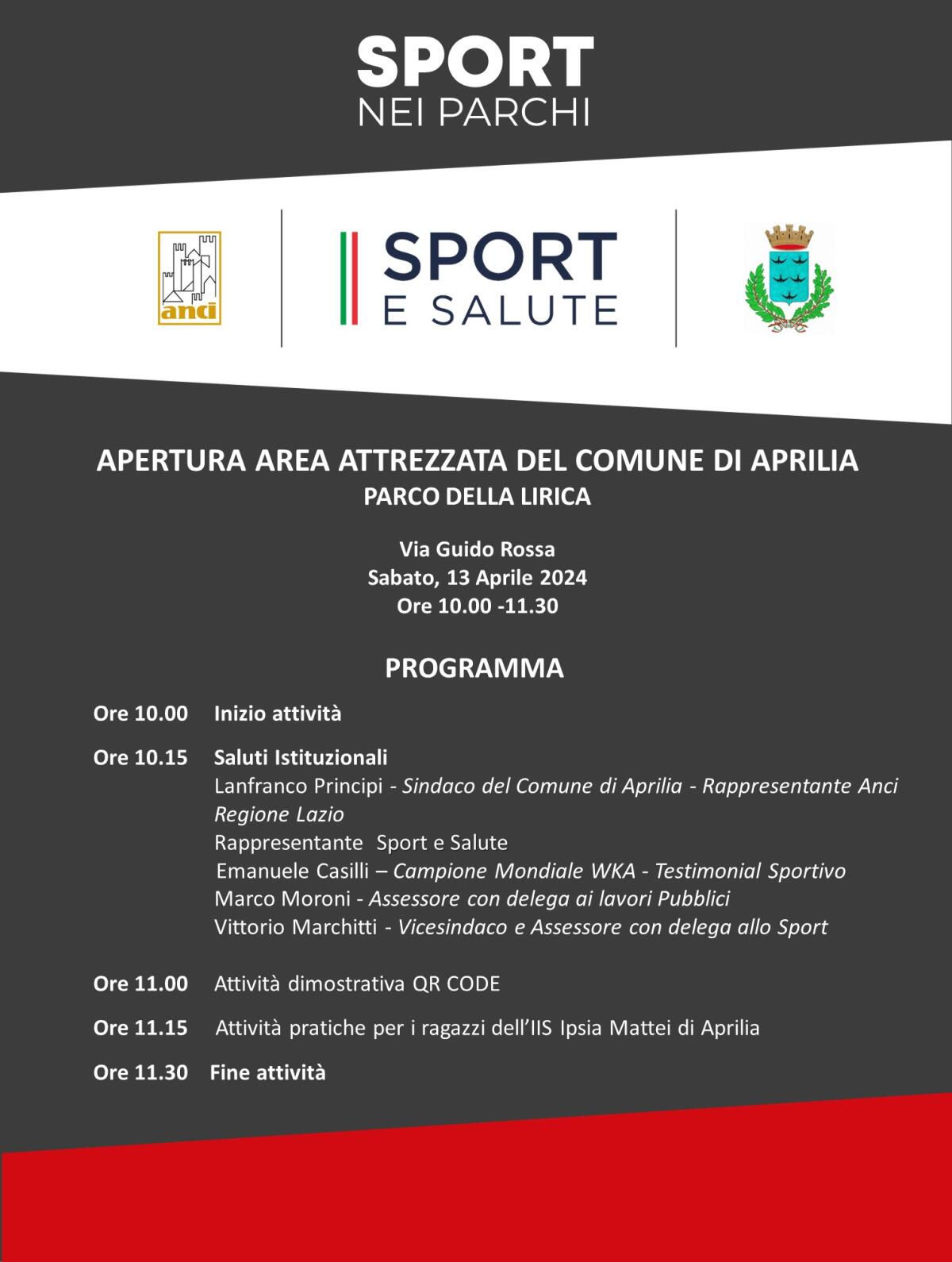 “Sport di Tutti Parchi”: al Parco della Lirica di Aprilia nasce un’area attrezzata all’aperto. Questo sabato l’inaugurazione. - 