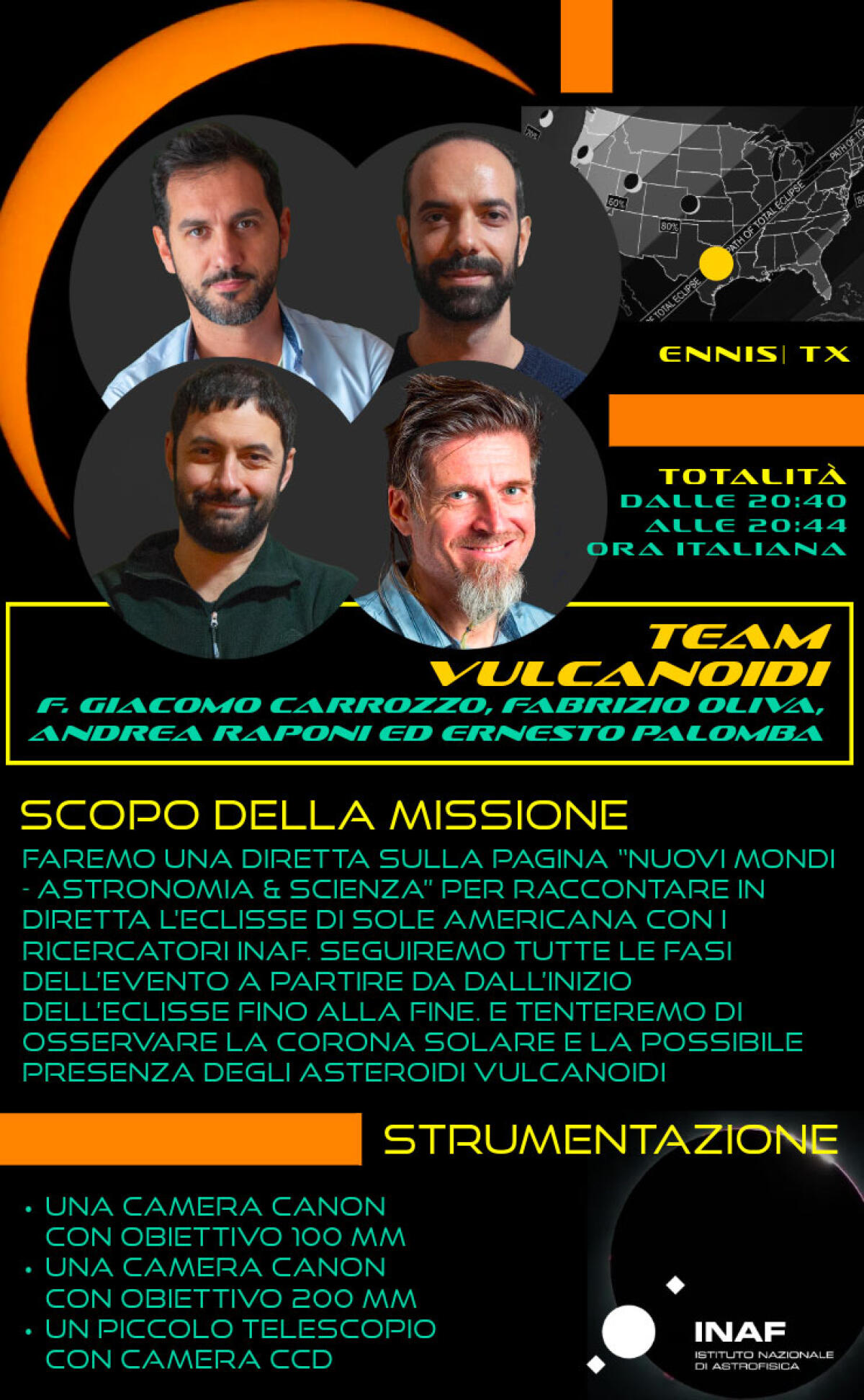 Eclissi solare, in Texas l'astrofisico apriliano Andrea Raponi - 