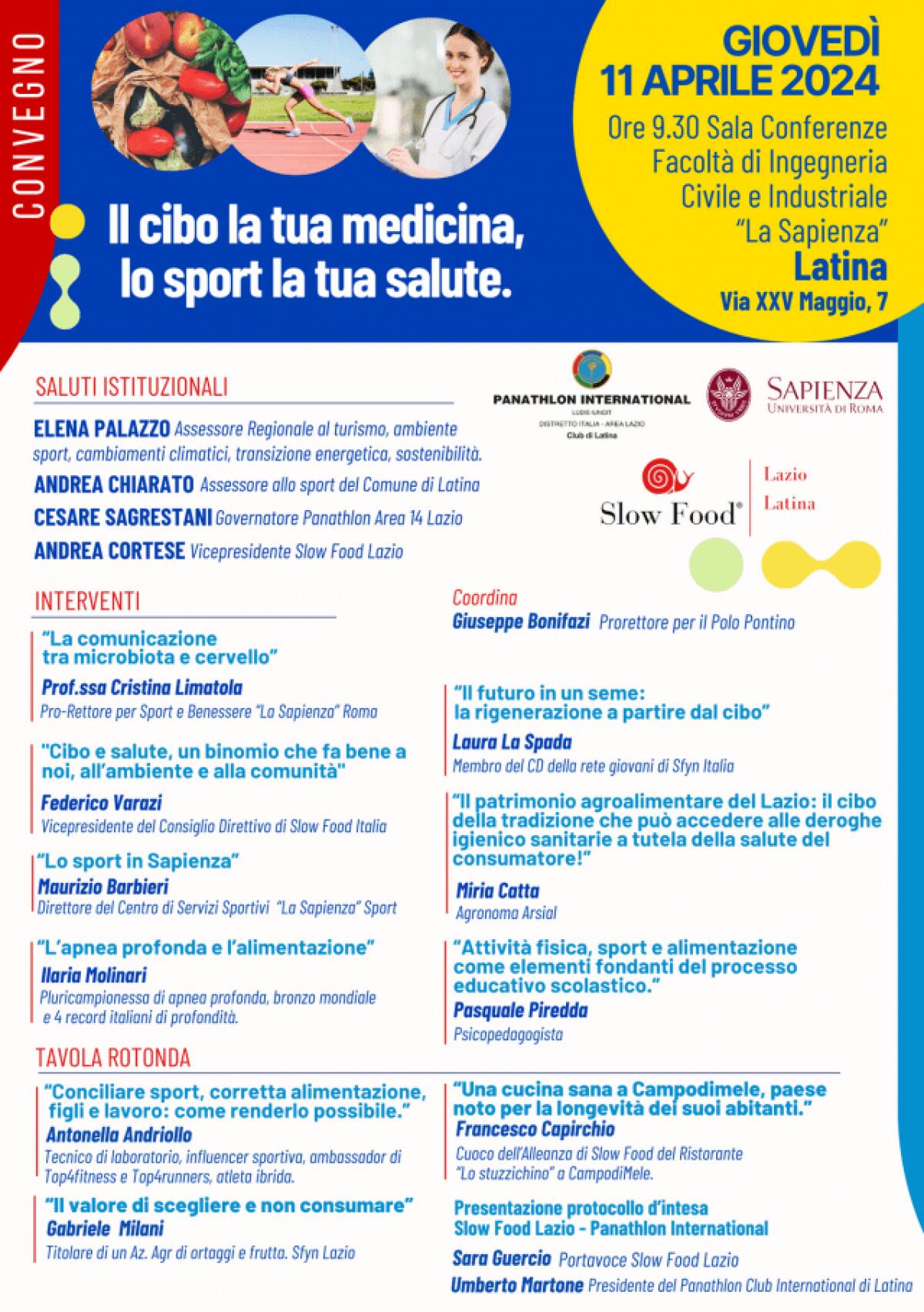 Il cibo la tua medicina, lo sport la tua salute: convegno a Latina - 