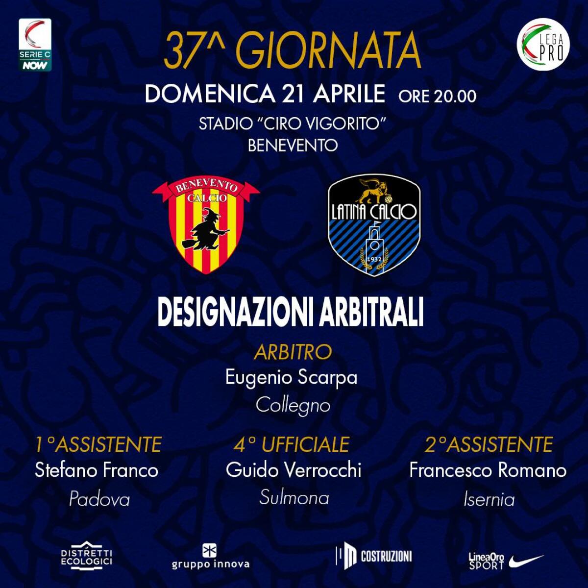 Calcio di Lega Pro: Latina questa domenica fuori casa affronta il Benevento, terza forza del campionato. - 