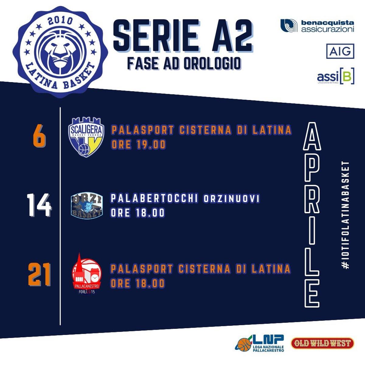 Basket A2, Fase a Orologio: sabato 6 aprile il Latina riceve Verona. Mese decisivo per i nerazzurri. - 
