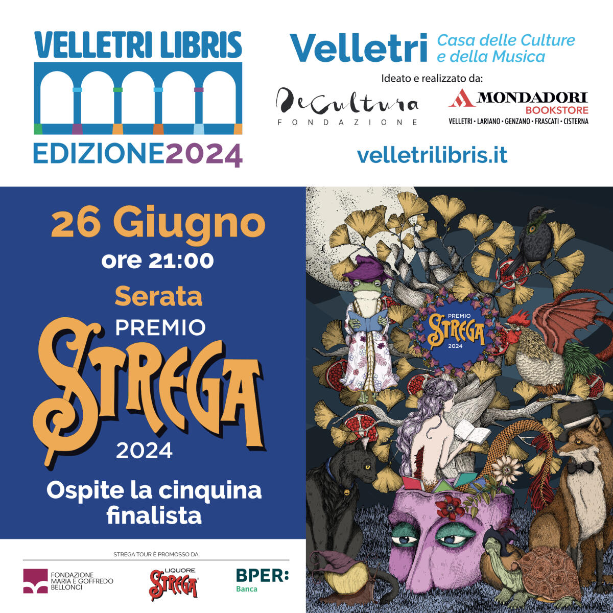 Il Premio Strega arriva a Velletri: mercoledì 26 giugno la cinquina finalista al Chiostro - 