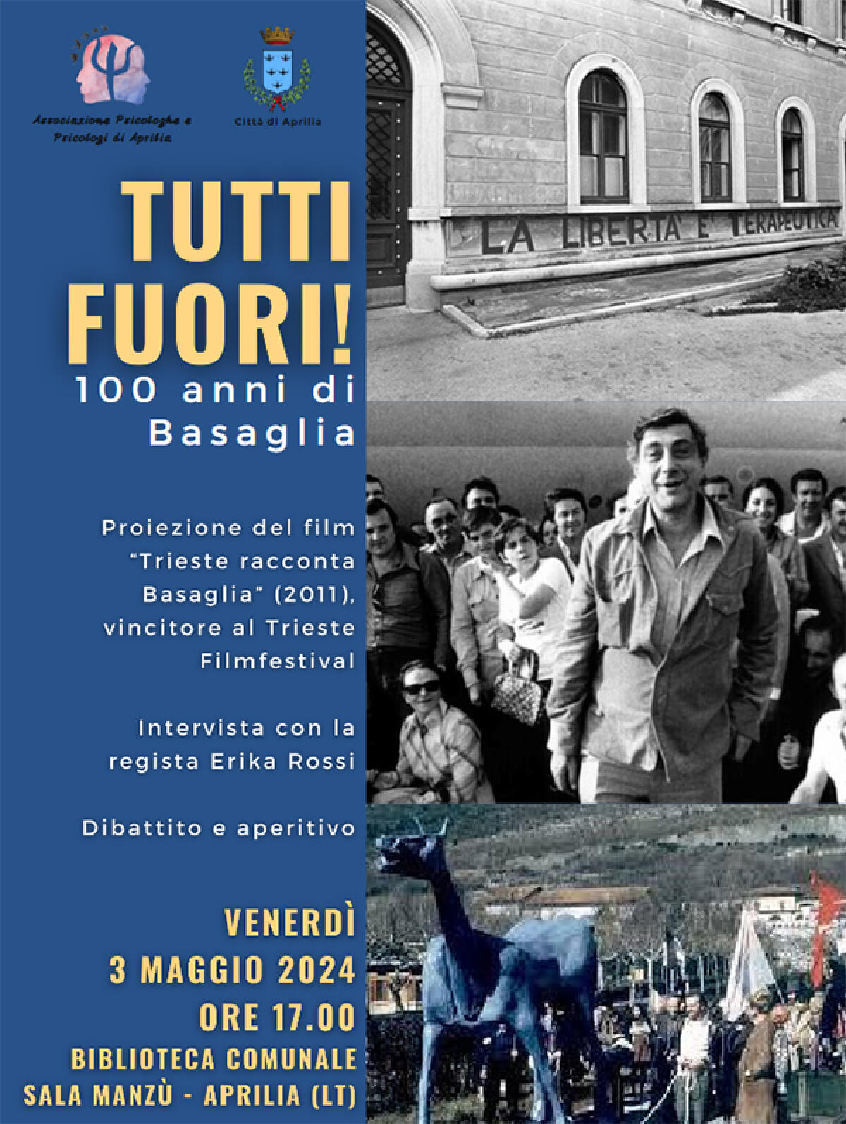 “Tutti fuori! 100 anni di Basaglia”: questo venerdì ad Aprilia un evento dedicato alla figura del famoso psichiatra. - 