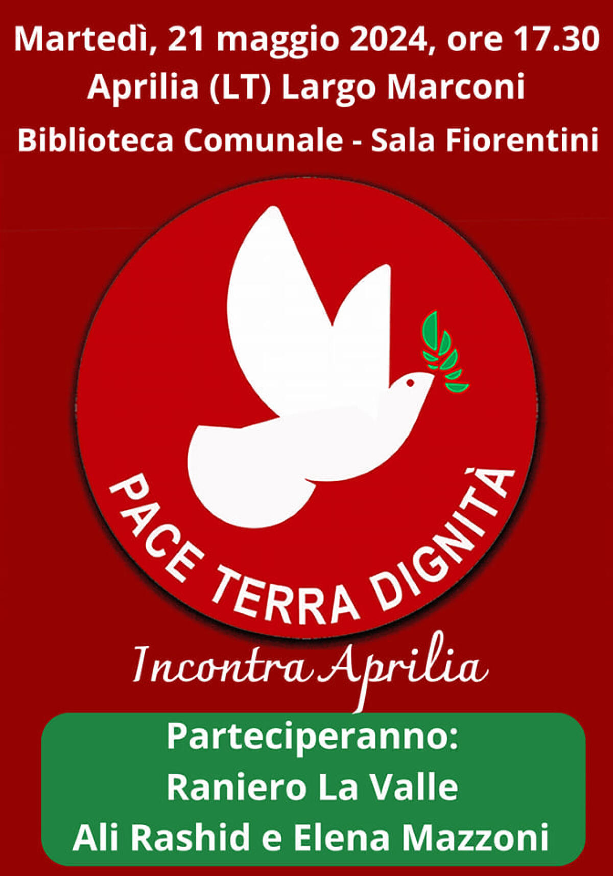 Elezioni Europee: oggi in biblioteca ad Aprilia un incontro con i candidati di Pace Terra e Dignità. - 