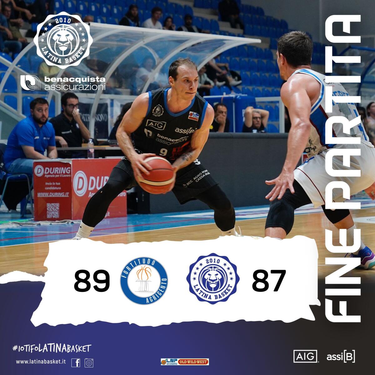 Basket A2, Fase Salvezza: grande reazione di orgoglio del Latina, ma non basta per vincere ad Agrigento. - 